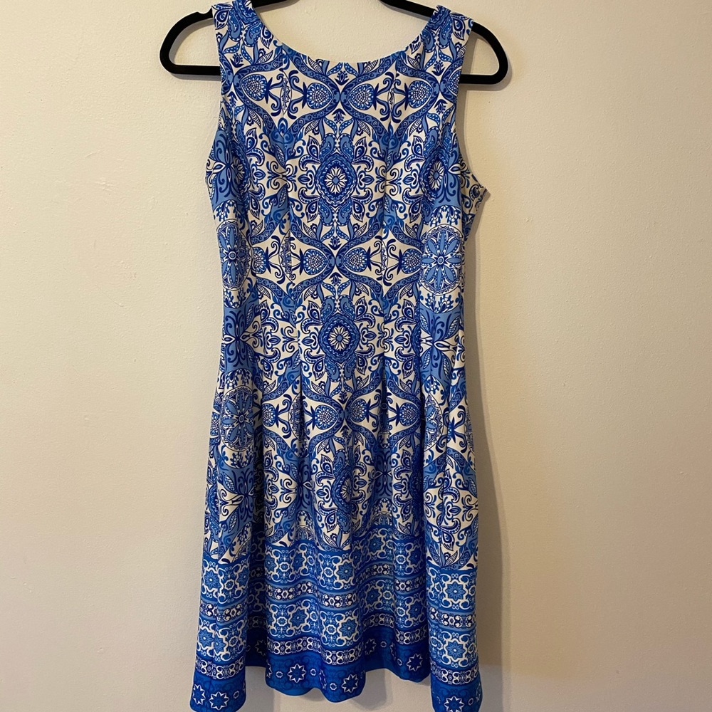 Blue and white floral dress